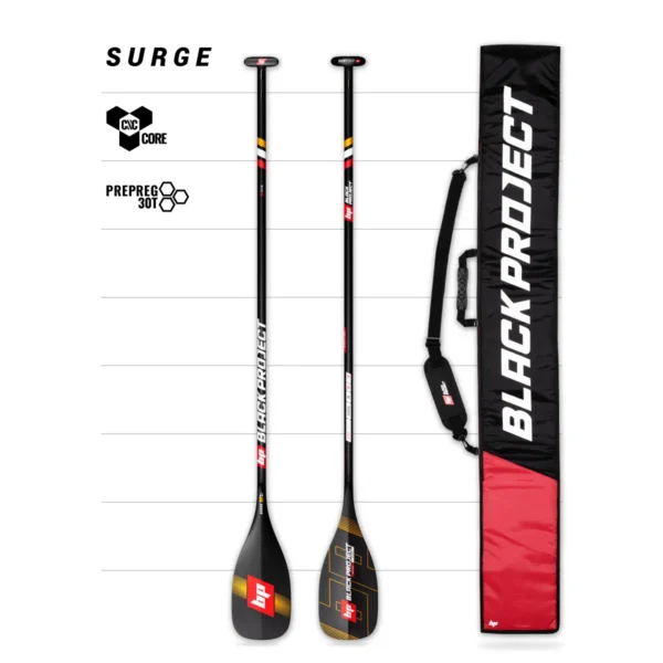 Surge SUP surfing paddle complete with paddle bag, by Black Project