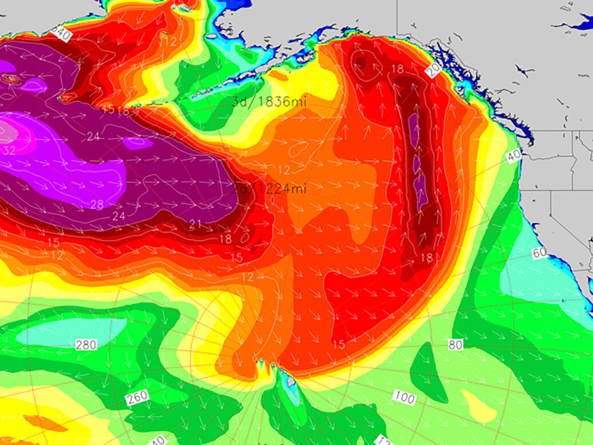 big wave swell map, Hawaiian surf, swell, sup surfing, maui, Oahu, North Pacific, waves, surfing big waves