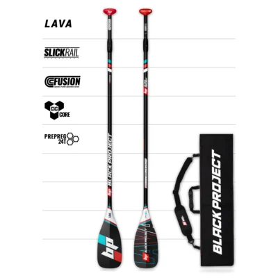 Lava 3-piece SUP paddle for travel and easy storage with padded bag, by Black Project