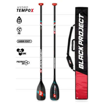 Hydro TempoX sup race and touring paddle complete with paddle bag, by Black Project