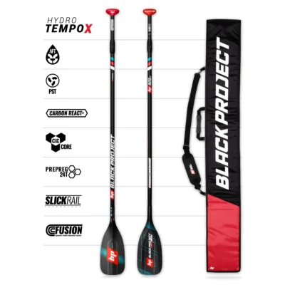 Hydro TempoX adjustable sup paddle with bag for racing and touring, by Black Project