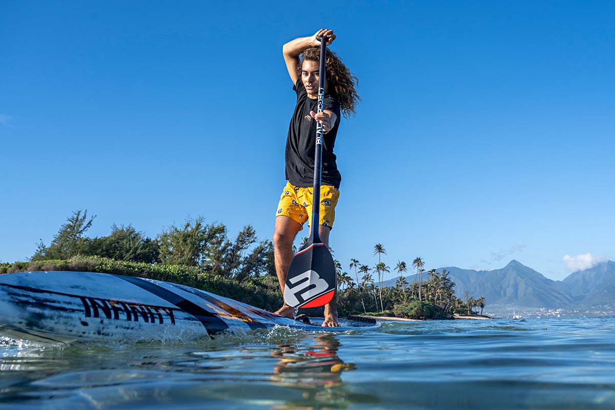 Bernd Roediger standup paddling with a Hydro TempoX SUP paddle