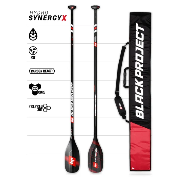 Hydro SynergyX sup race paddle complete with paddle bag, by Black Project