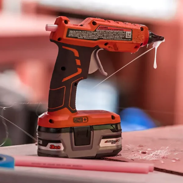 hot glue gun used during Black Project paddle assembly process