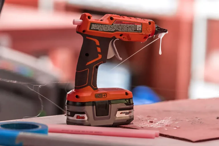 hot glue gun used during Black Project paddle assembly process