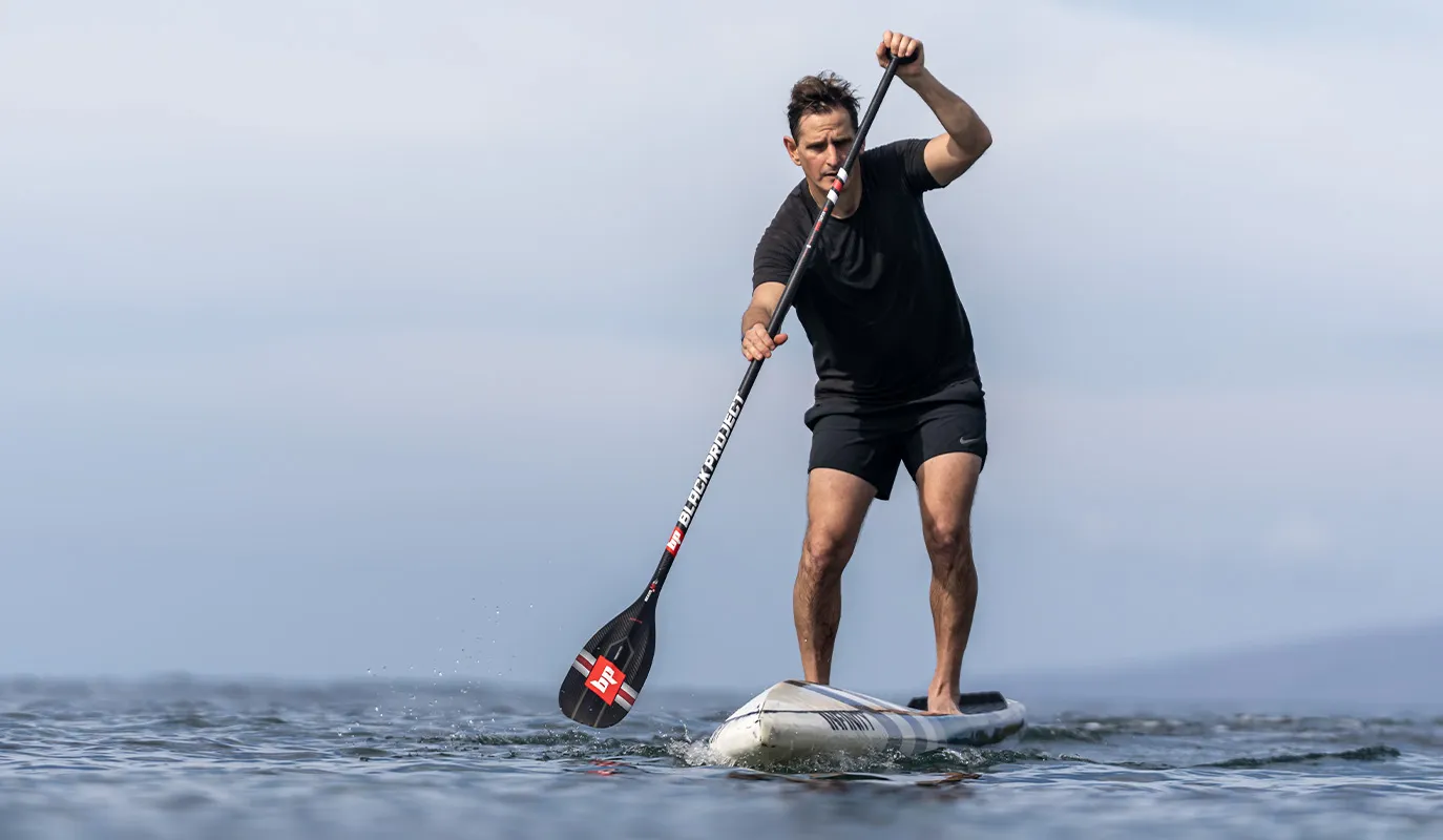 Chris Freeman - Founder of Black Project paddling with the Nexus SUP race paddle in Maui.